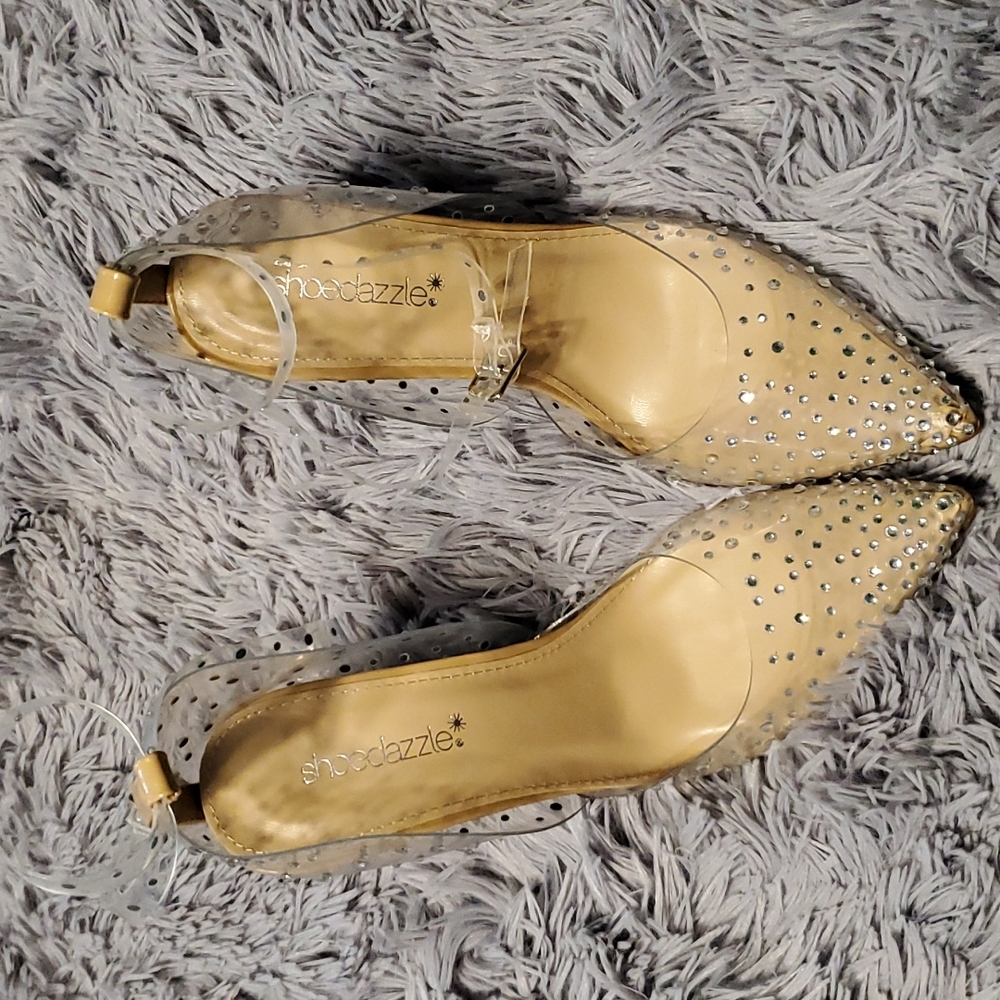 Clear pump stiletto size 8 shoedazzle with ankle strap new no tags